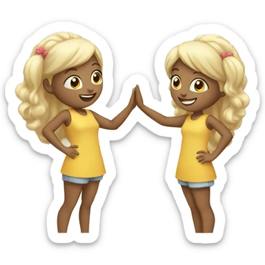 2 girls high-fiving each other sticker