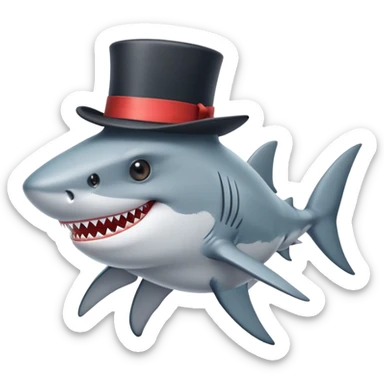 Shark with a top hat sticker