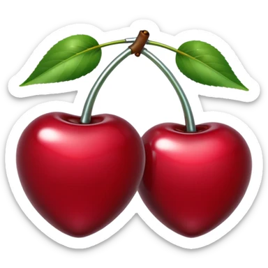 A pair of cherries emoji made of liquid silver chrome, smooth rounded shapes, glossy metallic surface, subtle sensual vibe, luxury sexy aesthetic, iOS emoji style, centered, clean white background sticker