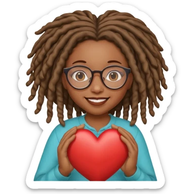 Girl Scouts African American girl with locs and glasses heart  sticker