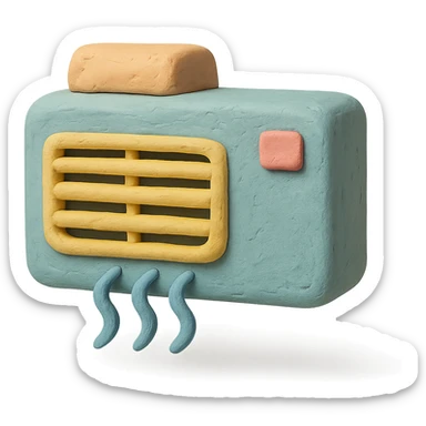 air conditioning unit in claymation style with pastel colors and visible fingerprints sticker