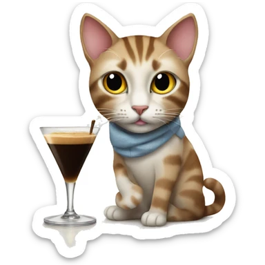 Cat drinking an espresso martini  sticker