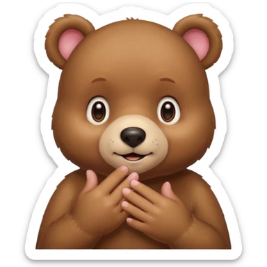 Full Beary is blushing deeply, looking away, fingers touching, bashful smile, soft pastel background sticker