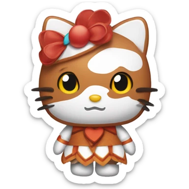 Hello kitty wearing a turkey costume  sticker