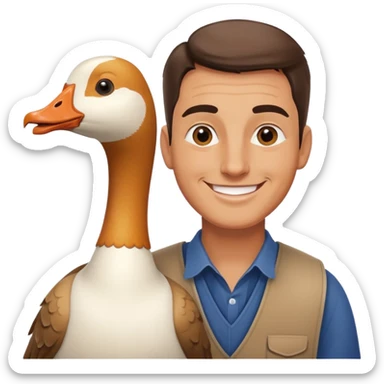 man with goose sticker