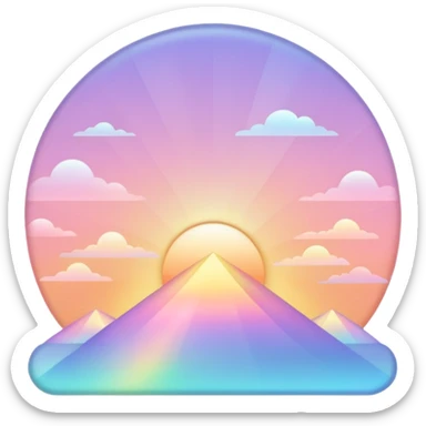 Pastel colorful iridescent shiny pale light whitish sunset deco  sticker