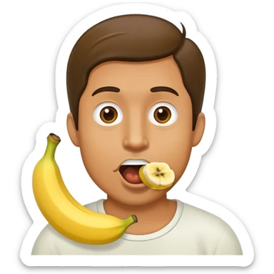 Man with a banana in mouth sticker