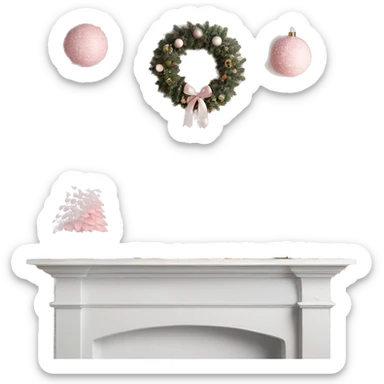 Pale pink Christmas mantle decorated  sticker