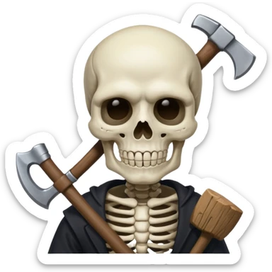 Una cara de esqueleto con una acha sticker