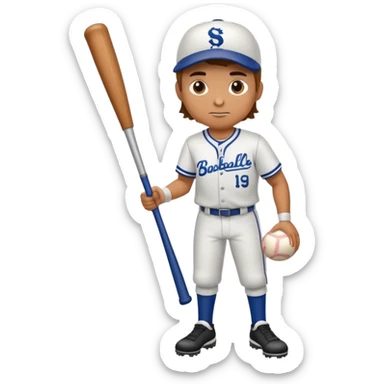 Baseball player on crutches sticker