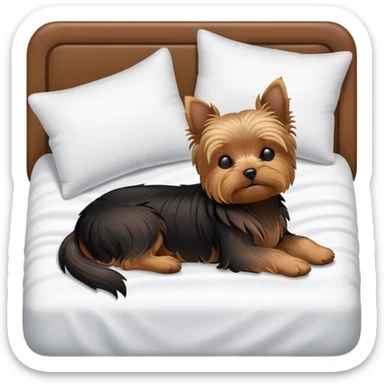 Yorkshire terrier, eyes closed, sleeping on the bed sticker