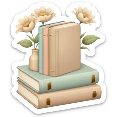 Beige books and flowers AESTHETIC sticker