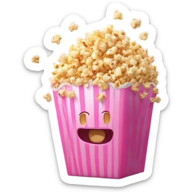 Popcorn in pink container with glitter realistic  sticker