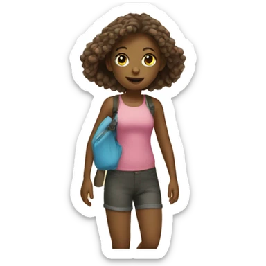 Girl go to a beach sticker