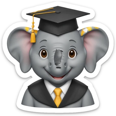 happy elephint wearing a graduation cap sticker