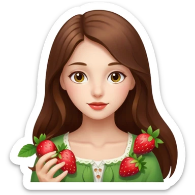 a beautiful girl mix with nenuphar and  Strawberries  sticker
