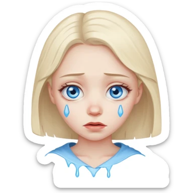 blue eyed girl with broken heart sticker