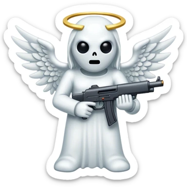 analogue horror faceless angelic monster with gun sticker