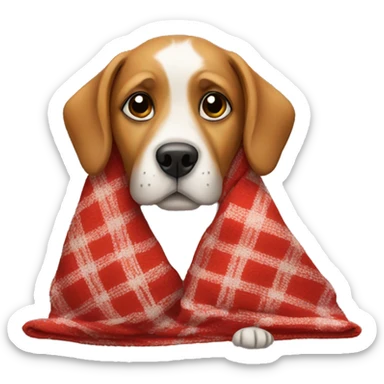 Dog with a Christmas blanket sticker