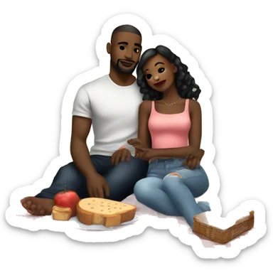 Romantic picnic date for beautiful tattooed couple sticker