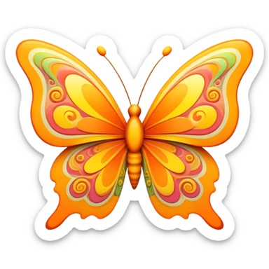 3D, psychedelic colored hippie style butterfly sticker