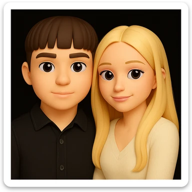 Make the guy's skin color the same as the girl's skin color in the image, keeping the 3d-emoji style and everything else unchanged. The original style is 3d-emoji, but since it does not support editing, use a general style editor that respects the 3d-emoji look. sticker