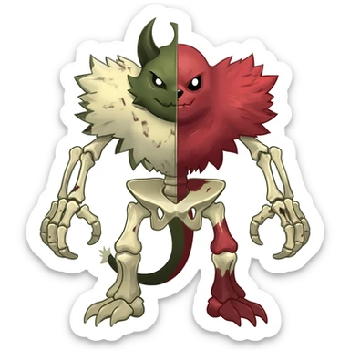 Skeletal-Skull-faced-Obstagoon-Houndoom-Salandit-fusion-monster-creature (full body) sticker