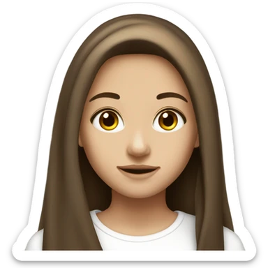 Create a beautiful girl with long hair brown eyes and white sticker