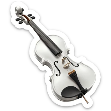 A pristine, pure white violin, highly detailed and elegant, subtle sparkle and soft glow, wearing a small festive New Year hat, animated style, 3D shading, high resolution, cheerful and festive mood, minimalistic background, perfect for Telegram premium emoji or sticker sticker