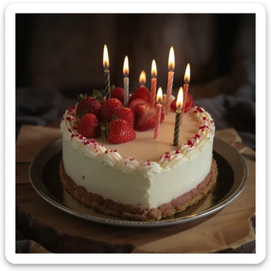 heart-shaped cake, professional photography style sticker