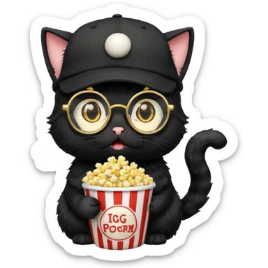 balck cat with with rapper popcorn with opticals sticker