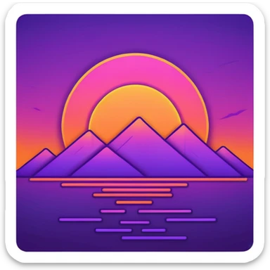 neon sunrise line drawing sticker