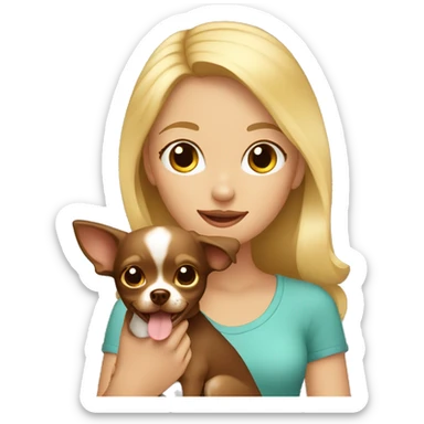 blonde girl holding brown chocolate chihuahua sticker