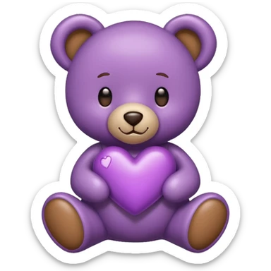 cuore viola e orsetto sticker