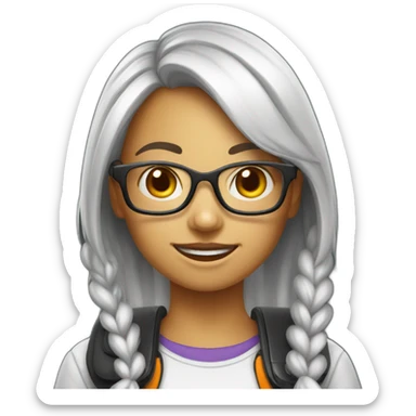 Girl nerd with gamepad  sticker