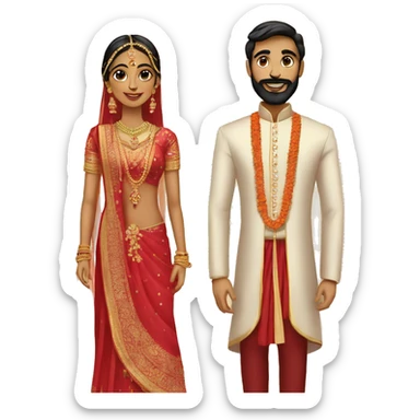 fair indian bride and tall groom with beard sticker