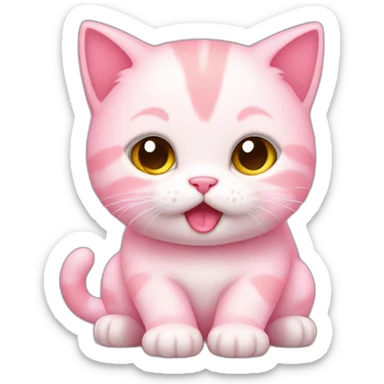 Small chubby pink kitten sticker