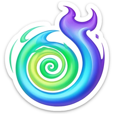 Shiny epic green blue and purple flame sticker