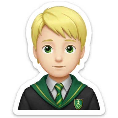 yellow hair boy in Slytherin uniform with silver scarf sticker