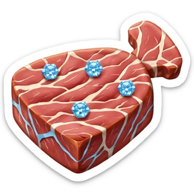 Meat with diamond textur and blue color sticker