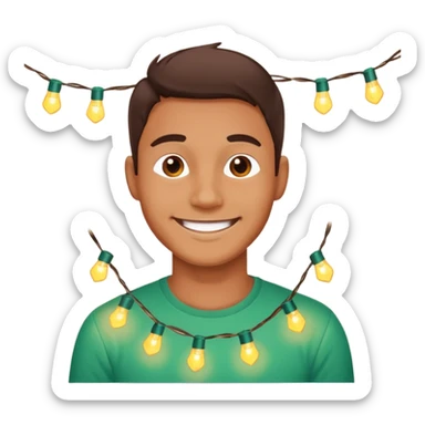 Man posing with lights sticker