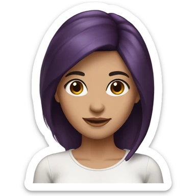 Beautiful woman with dark brown hair. Purple on ends of hair sticker