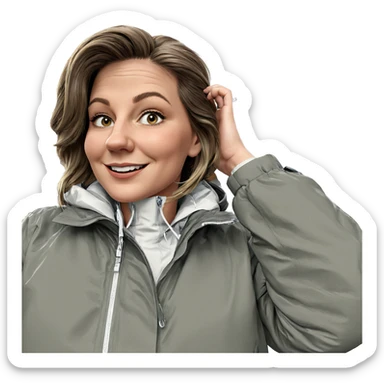 smiling girl in outdoor jacket sticker