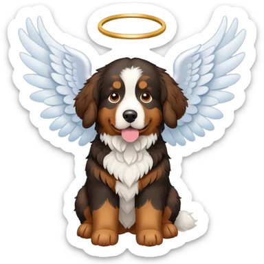 Bernese mountain doodle dog with angel wings sticker