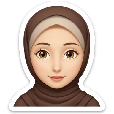 Fair skin, hazel eyes, hijab but exposed neck sticker