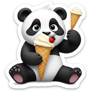 Panda eating ice cream sticker