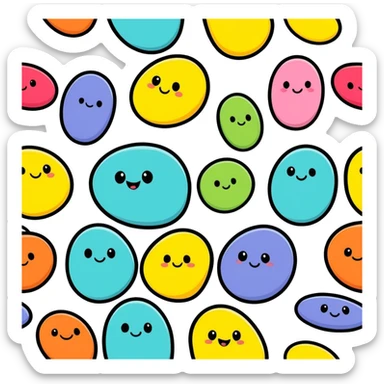 stubborn fat cells, sticker style, rounded shapes, funny expressions, bright colors sticker