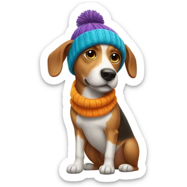 Dog wearing a beanie sticker