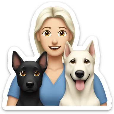 Wife husband with two white shepherd and one black labrador sticker