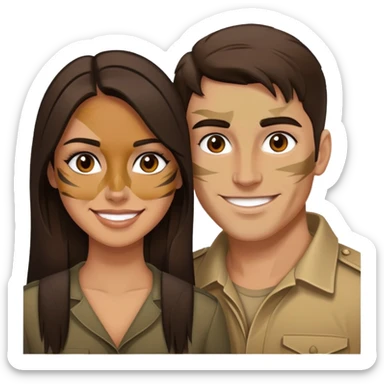 Conquer brunette couple war sticker